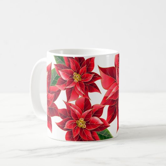 Mok kerstmis Poinsettias (Voorkant links)