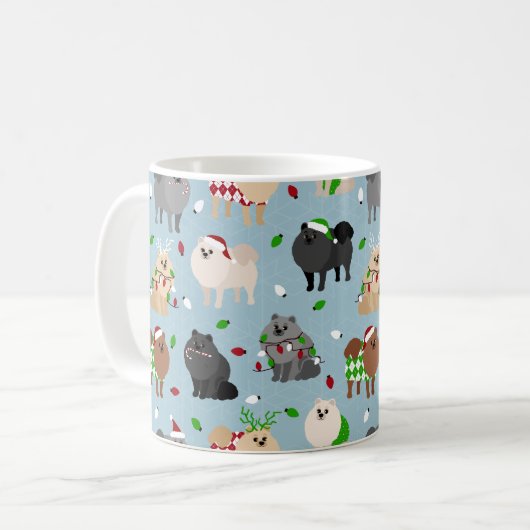 Mok kerstpomeranians koffie (Voorkant links)