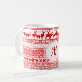 Mok kerstrein deer Lapland Pattern Monogram (Voorkant links)