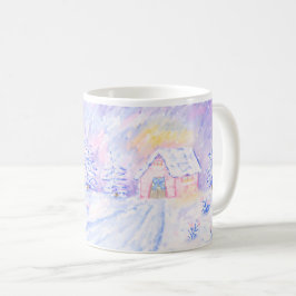 Mok kerstroze snowy Cabin Scene Illustratie