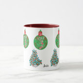 Mok: kerstsieraden en kerstbomen mok (Midden)