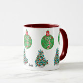 Mok: kerstsieraden en kerstbomen mok (Voorkant rechts)