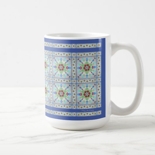 Mok kleurrijk flessenpatroon Tegel (DK Blue) (Rechts)