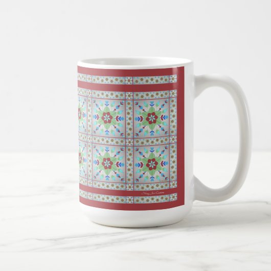 Mok kleurrijke Floral Tegel Pattern (rood) (Rechts)