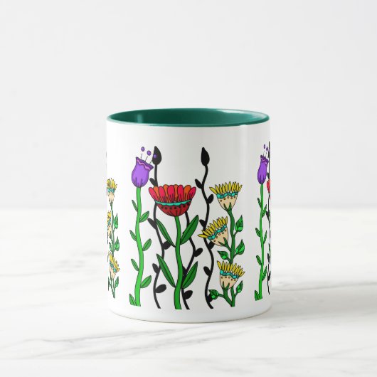 Mok kleurrijke witte bloemen (Midden)