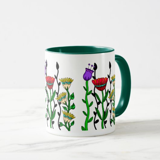 Mok kleurrijke witte bloemen (Voorkant rechts)