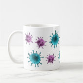 Mok koffie - Griepvirus (paars/blauw op wit) (Links)