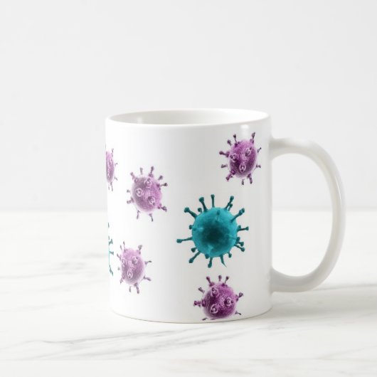 Mok koffie - Griepvirus (paars/blauw op wit) (Rechts)