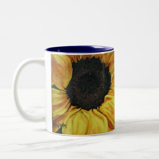 mok koffie met zonnebloem (Links)