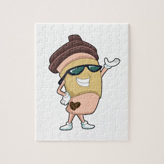 Mok koffie met zonnebrillen legpuzzel (Verticaal)