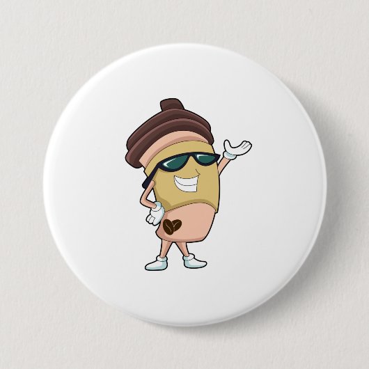 Mok koffie met zonnebrillen ronde button 7,6 cm (Voorkant)