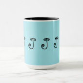 Mok, koffie, thee, turkooizen, zwart, initiaal "J" Mok (Midden)