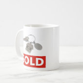 Mok koffie theekop makelaars rood wit verkocht bor (Voorkant links)