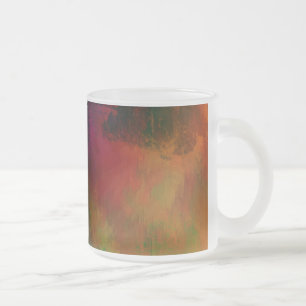 Mok Koffiekop, Donkere Oranje, Rood, Groen Abstrac