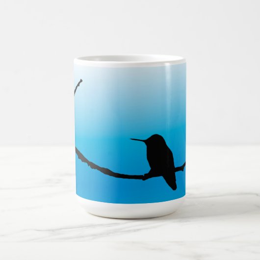 Mok - kolibrie silhouet op blauw (Center)