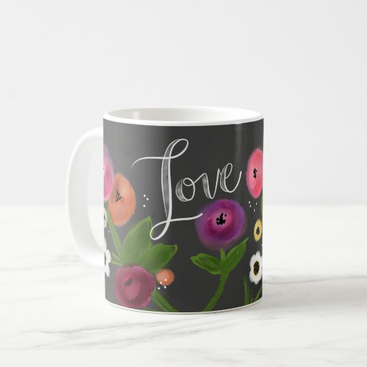 Mok Koolkarton Floral LOVE (Voorkant links)