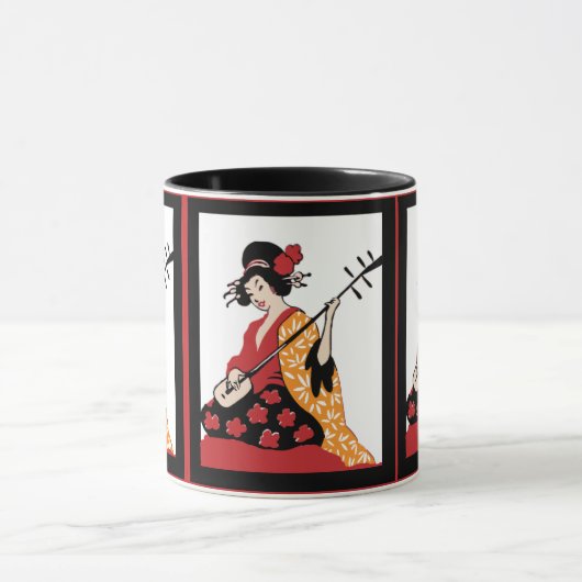 Mok  kunst Geisha & Shamisen (Midden)