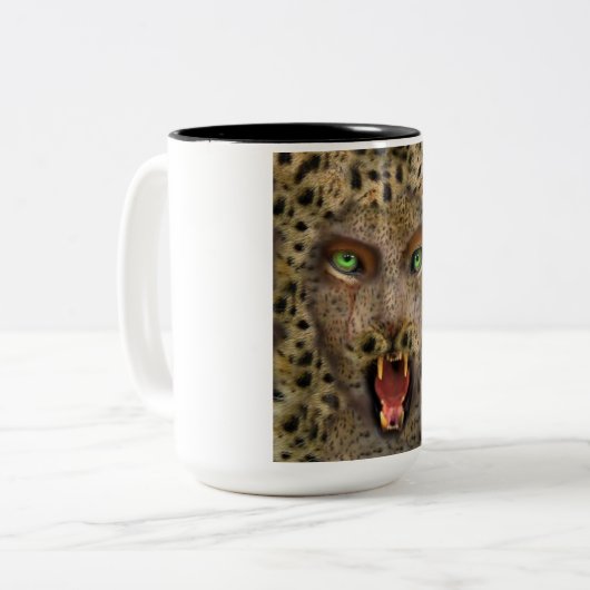 Mok, leopard Woman Tweekleurige Koffiemok (Voorkant links)
