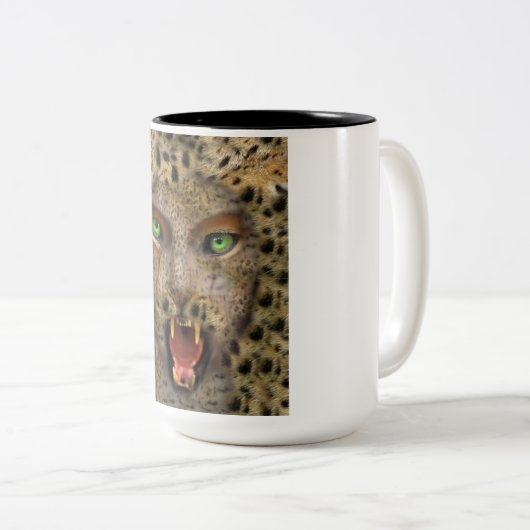 Mok, leopard Woman Tweekleurige Koffiemok (Voorkant rechts)