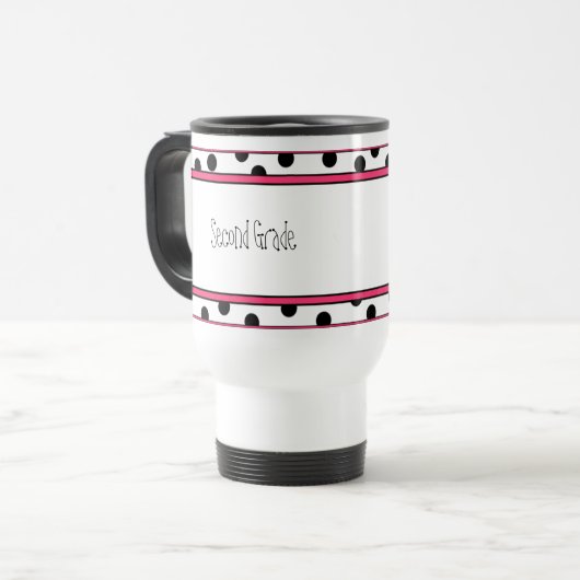 Mok leraar — Polka Dot Apple Travel Mug (Voorkant links)