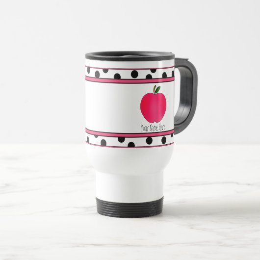 Mok leraar — Polka Dot Apple Travel Mug (Voorkant rechts)