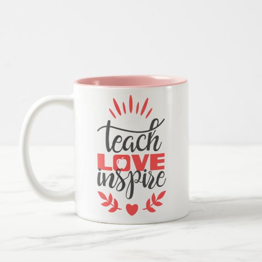 Mok leraar - Teach Love Inspire - Pink Love Mok (Links)