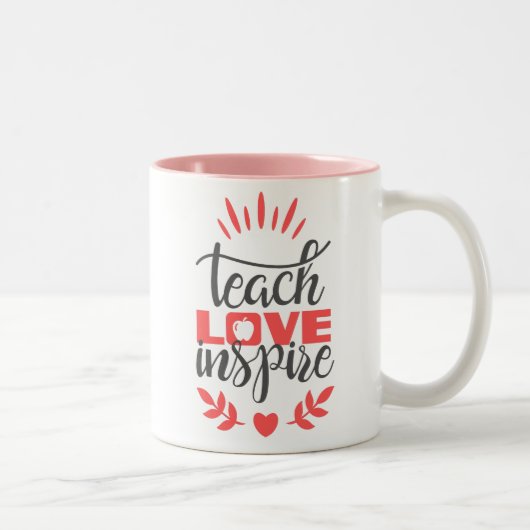 Mok leraar - Teach Love Inspire - Pink Love Mok (Rechts)