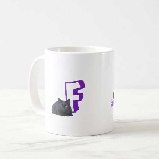 Mok - Letter met Black Cat en Name (Voorkant links)