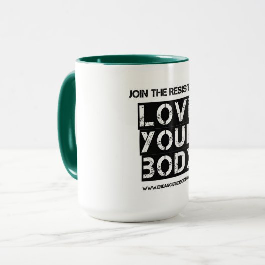 mok 'Liefde uw lichaam' (Voorkant links)