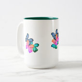 Mok: Liefde voor de vlinder Tweekleurige Koffiemok (Voorkant links)