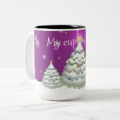 Mok magenta Snowy kerstboom (Voorkant links)