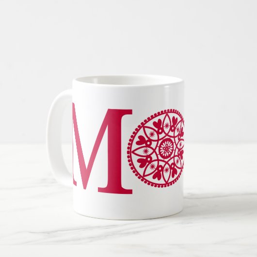 Mok mam - Rood en wit (Voorkant links)