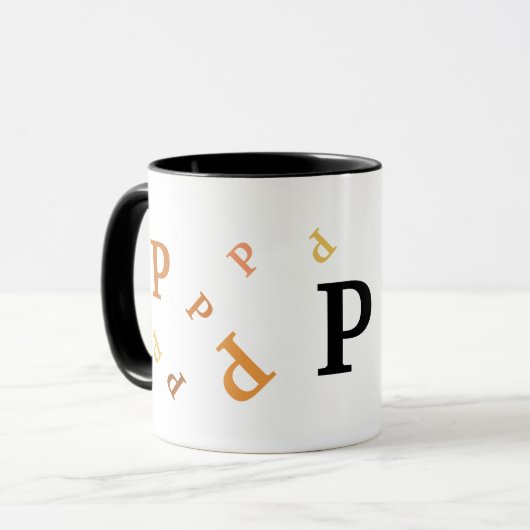 Mok - Meerdere Sinaasappels en bruine brieven (Voorkant links)