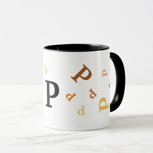 Mok - Meerdere Sinaasappels en bruine brieven (Voorkant rechts)