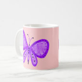 Mok Meisjes Kind Roze Paarse Gekleurde 2 Vlinders (Voorkant links)