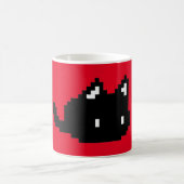 mok met 8-bits zwarte kat rode koffie (Center)