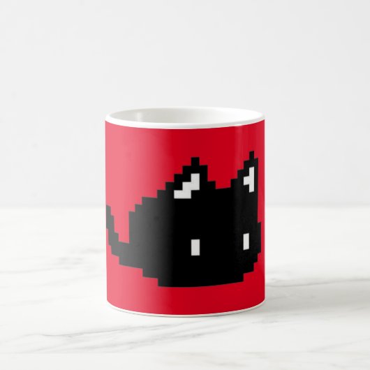mok met 8-bits zwarte kat rode koffie (Center)