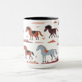 Mok met abstracte kunst en paarden. (Midden)