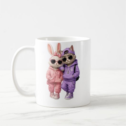 Mok met afbeelding van een knuffelkat (Links)