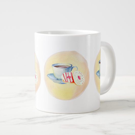 Mok met Afbeelding van koffie en donuts (Voorkant rechts)