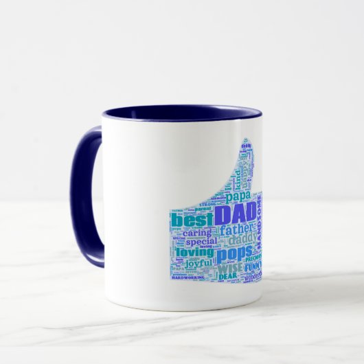 Mok met afdrukken in het midden - Word Cloud (Voorkant links)