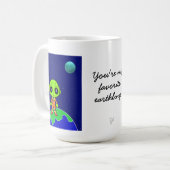 Mok met alien "Je bent mijn favoriet..." van Jo Af (Voorkant links)