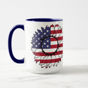 Mok met Amerikaanse vlag zonnebloem, 4 juli