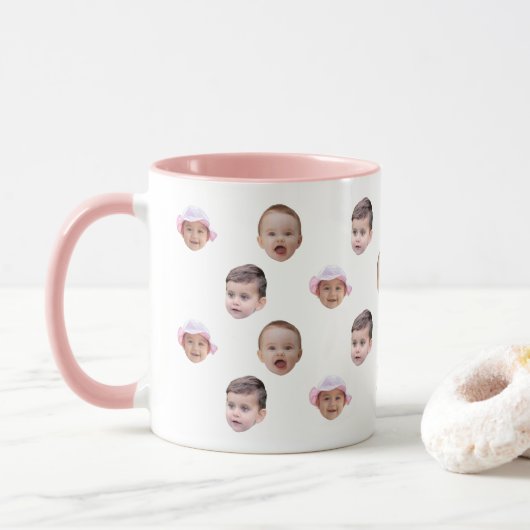 Mok met Baby Photo Gift | Aangepaste Baby Face-Mok (Met donut)