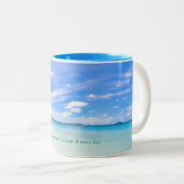 Mok met blauw interieur en tropische afdrukken (Voorkant rechts)