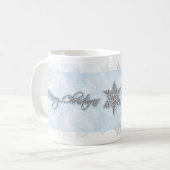 Mok met blauw Snowflake kerst (Voorkant links)