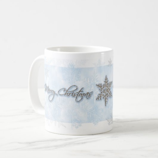 Mok met blauw Snowflake kerst (Voorkant links)