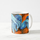 Mok met blauwe handen kunst designer (Voorkant rechts)