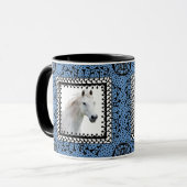 Mok met blauwe omlijnde paarden (Voorkant links)