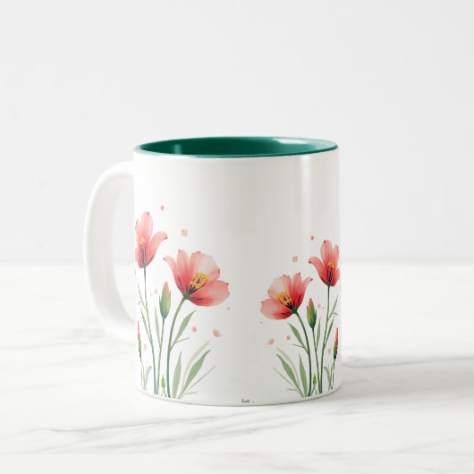 mok met bloembeschilderd (Voorkant links)